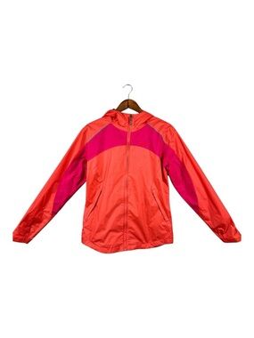 Columbia Big Girl Outdoor Windbreaker Hooded Rain Jacket Pink Size XL